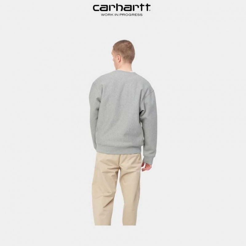 Carhartt Wip American Script Sweatshirt Grey Heather | TH0000238