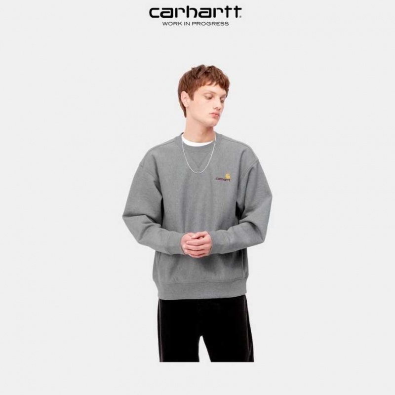 Carhartt Wip American Script Sweatshirt Dark Grey Heather | TH0000239