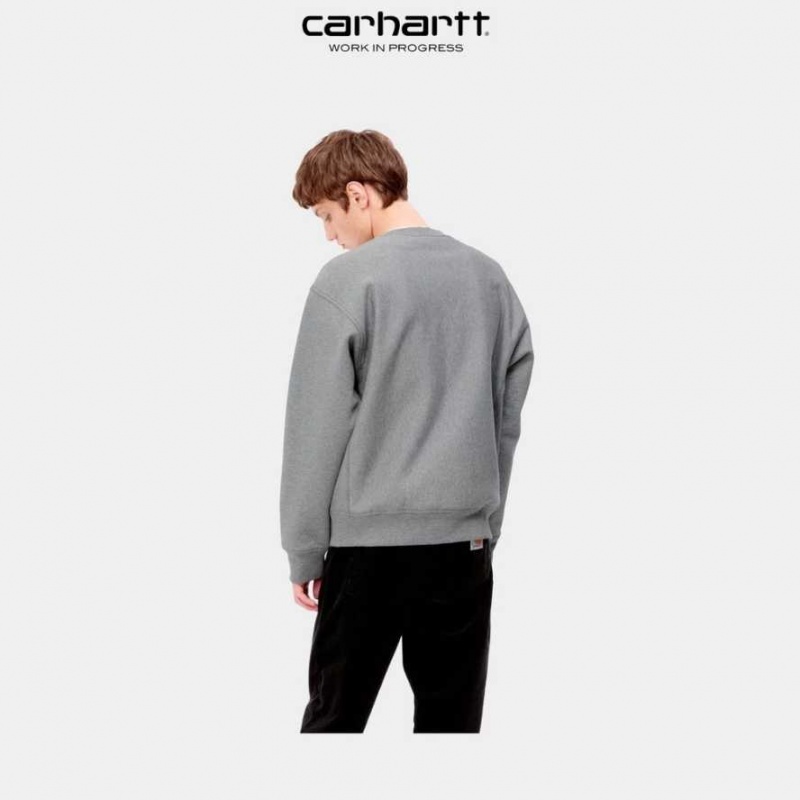 Carhartt Wip American Script Sweatshirt Dark Grey Heather | TH0000239