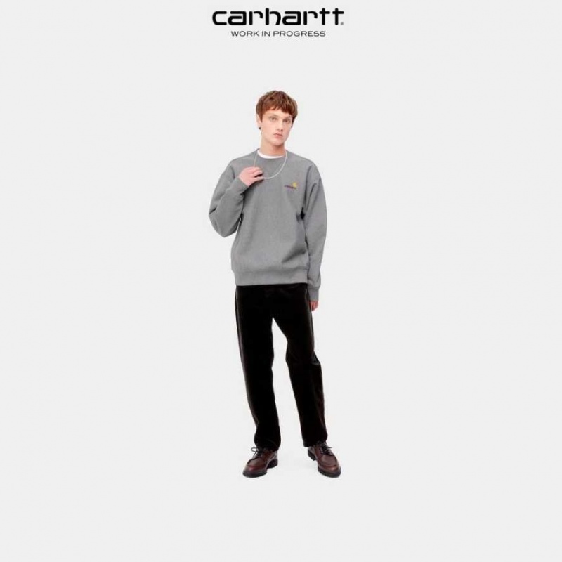 Carhartt Wip American Script Sweatshirt Dark Grey Heather | TH0000239