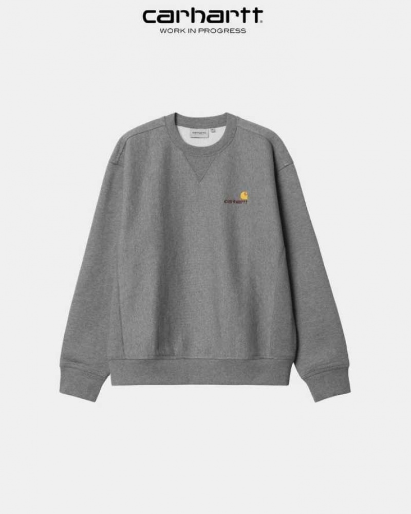 Carhartt Wip American Script Sweatshirt Dark Grey Heather | TH0000239