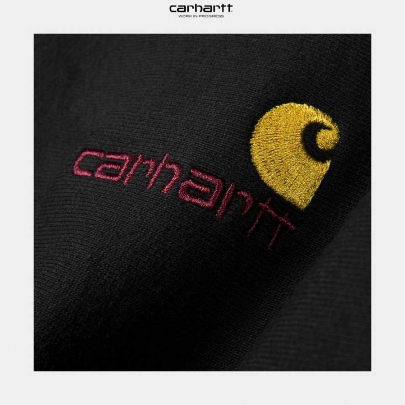 Carhartt Wip American Script Sweatshirt Black | TH0000242