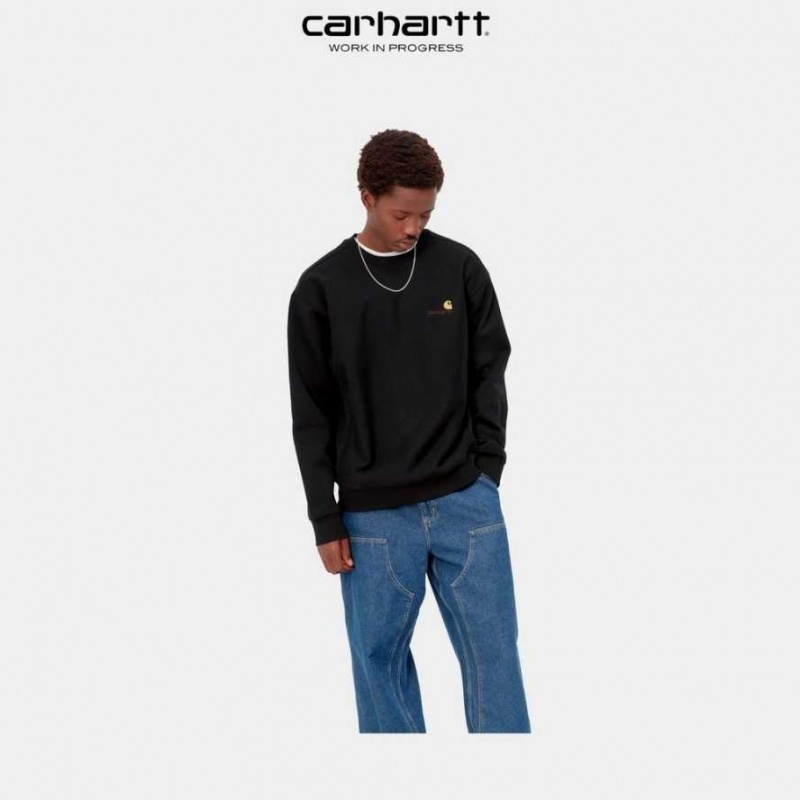 Carhartt Wip American Script Sweatshirt Black | TH0000242