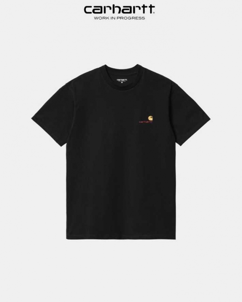 Carhartt Wip American Script T-Shirt Black | TH0002100