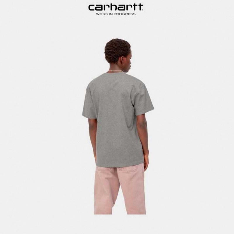 Carhartt Wip American Script T-Shirt Dark Grey Heather | TH0002095