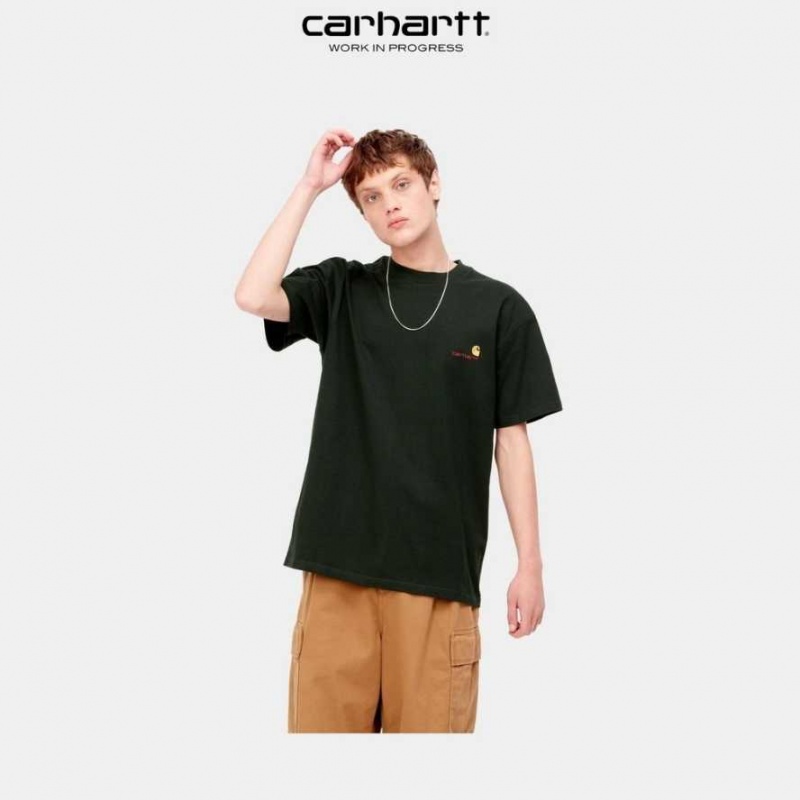 Carhartt Wip American Script T-Shirt Dark Cedar | TH0002099