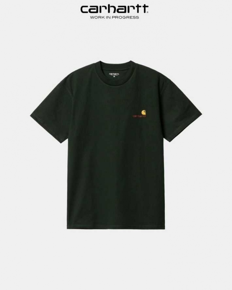 Carhartt Wip American Script T-Shirt Dark Cedar | TH0002099