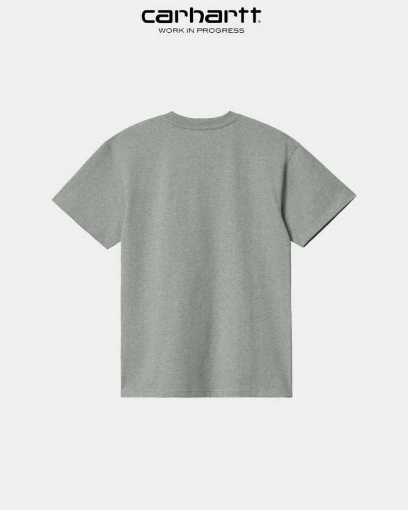 Carhartt Wip American Script T-Shirt Grey Heather | TH0002093