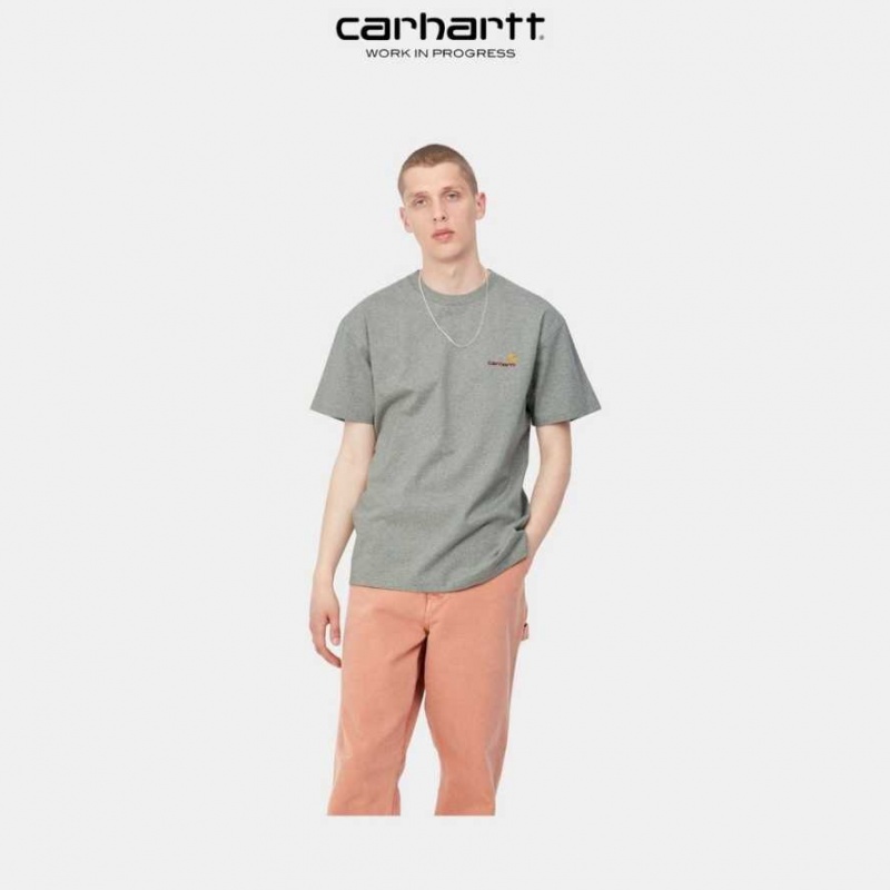 Carhartt Wip American Script T-Shirt Grey Heather | TH0002093