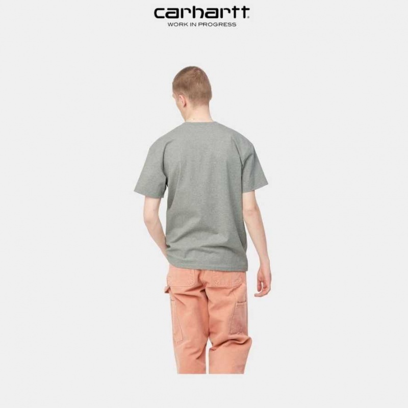 Carhartt Wip American Script T-Shirt Grey Heather | TH0002093