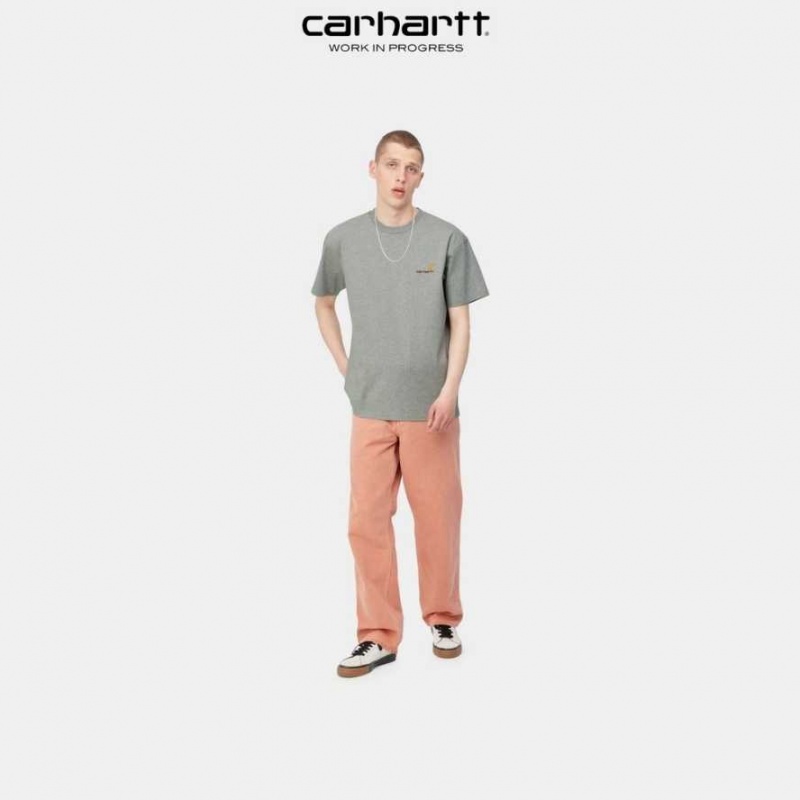 Carhartt Wip American Script T-Shirt Grey Heather | TH0002093