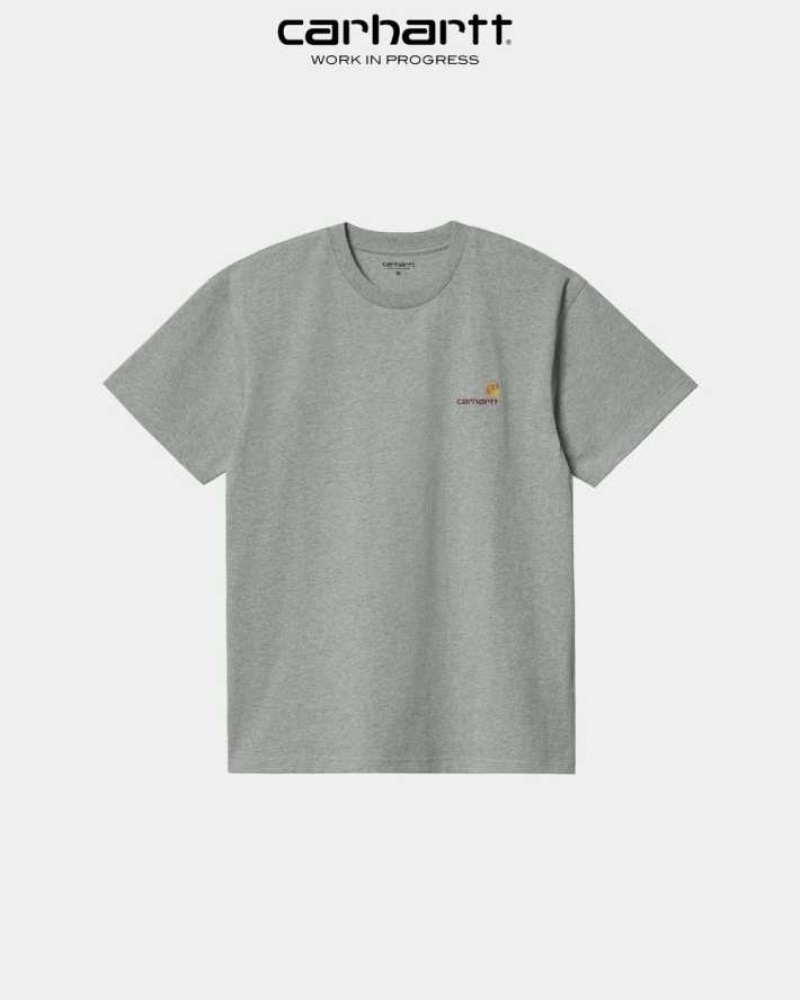 Carhartt Wip American Script T-Shirt Grey Heather | TH0002093