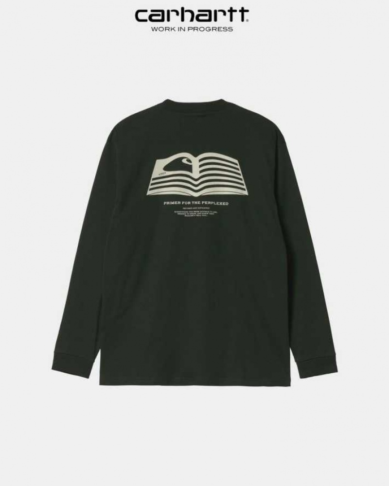 Carhartt Wip Book State Long Sleeve T-Shirt Dark Cedar | TH0002115