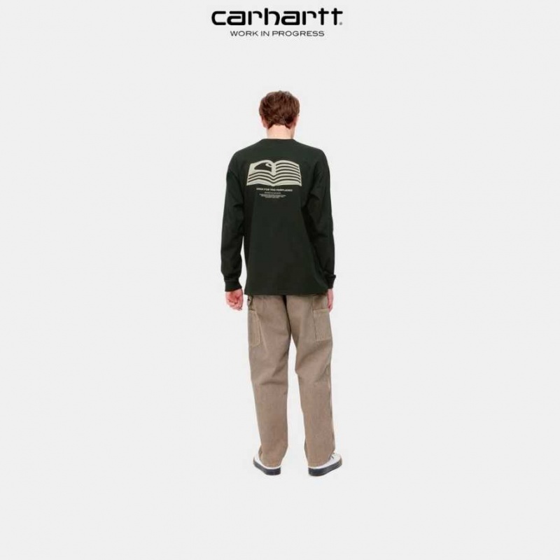 Carhartt Wip Book State Long Sleeve T-Shirt Dark Cedar | TH0002115