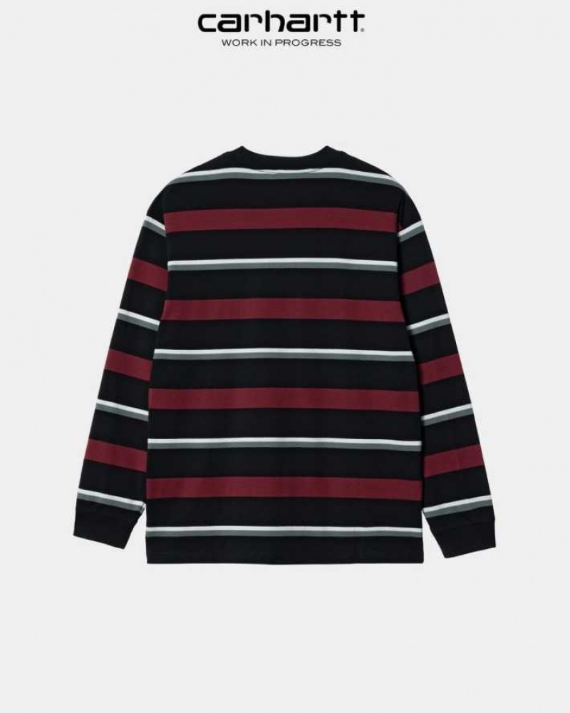 Carhartt Wip Bowman Stripe Long Sleeve T-Shirt Corvina | TH0002117