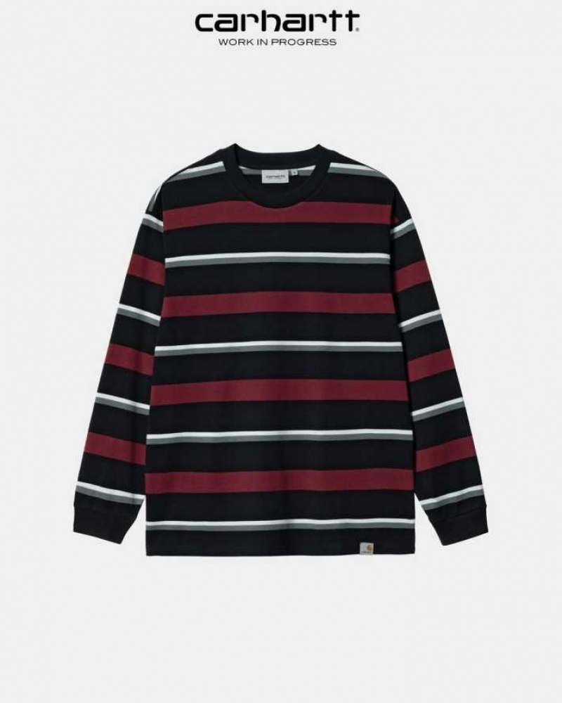 Carhartt Wip Bowman Stripe Long Sleeve T-Shirt Corvina | TH0002117