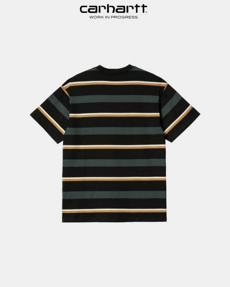 Carhartt Wip Bowman Stripe T-Shirt Juniper | TH0002120