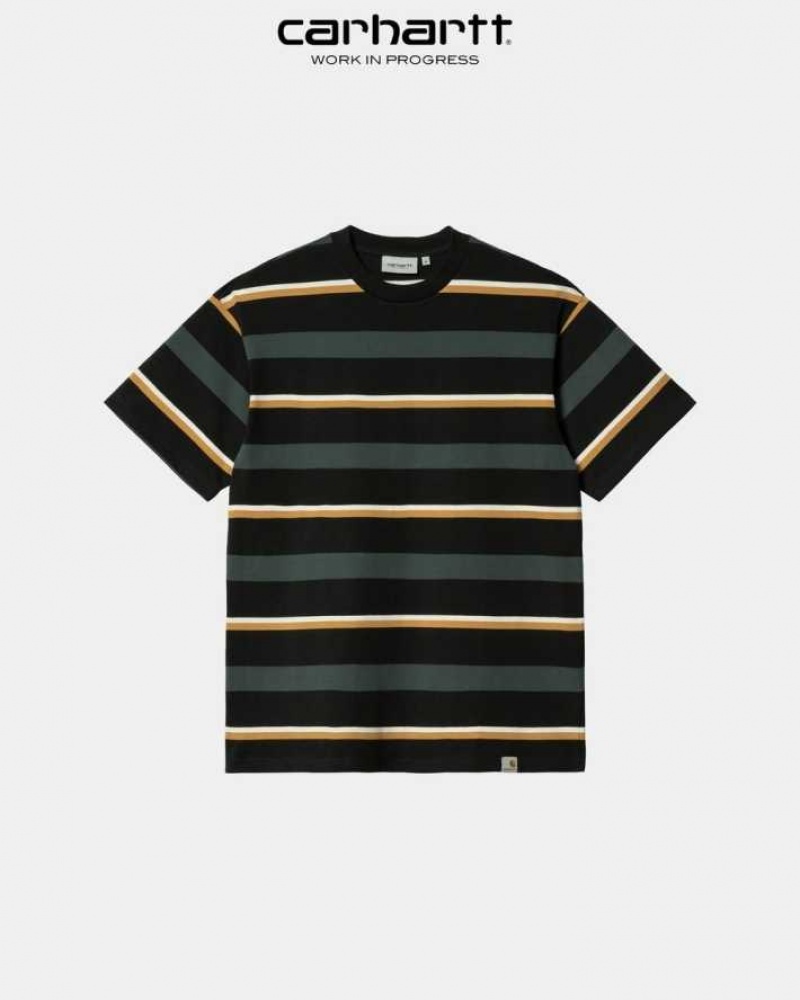 Carhartt Wip Bowman Stripe T-Shirt Juniper | TH0002120