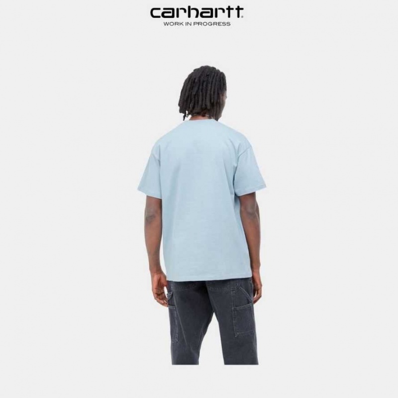 Carhartt Wip Bubble Script T-Shirt Misty Sky | TH0002121