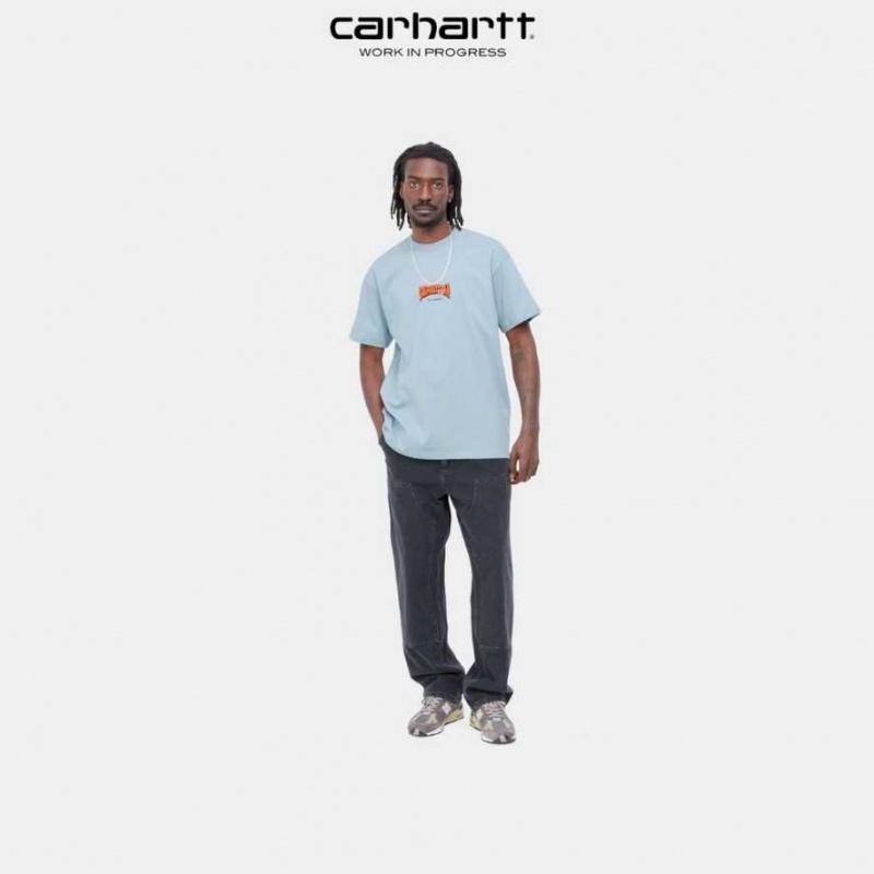 Carhartt Wip Bubble Script T-Shirt Misty Sky | TH0002121