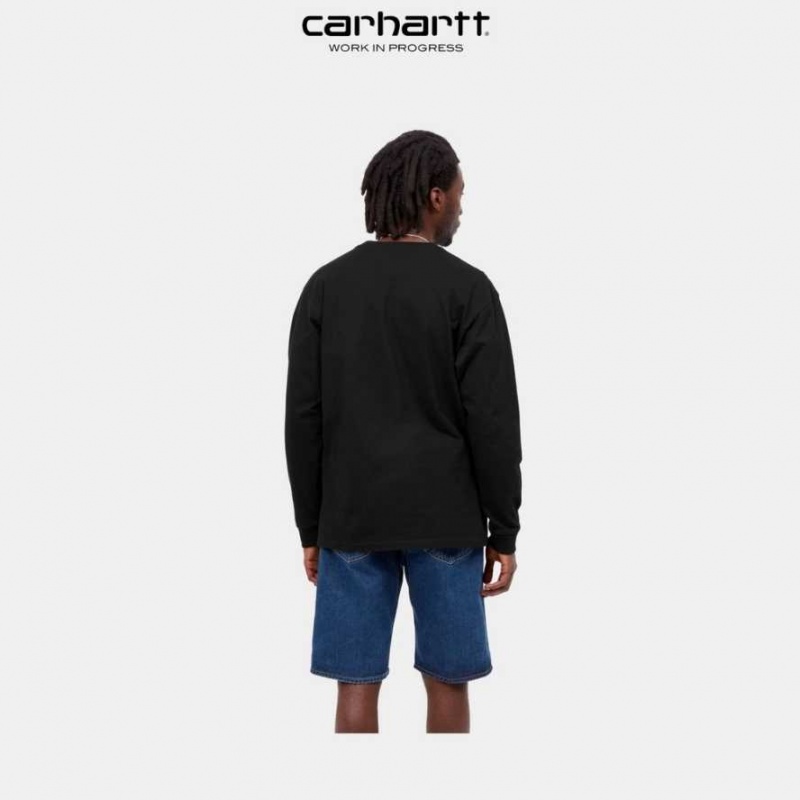 Carhartt Wip Chase Long Sleeve T-Shirt Black | TH0002146