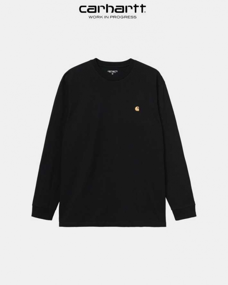 Carhartt Wip Chase Long Sleeve T-Shirt Black | TH0002146