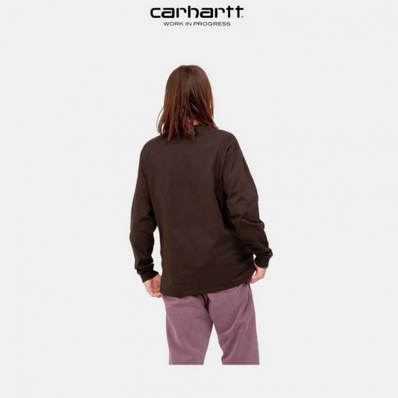 Carhartt Wip Chase Long Sleeve T-Shirt Dark Umber | TH0002143