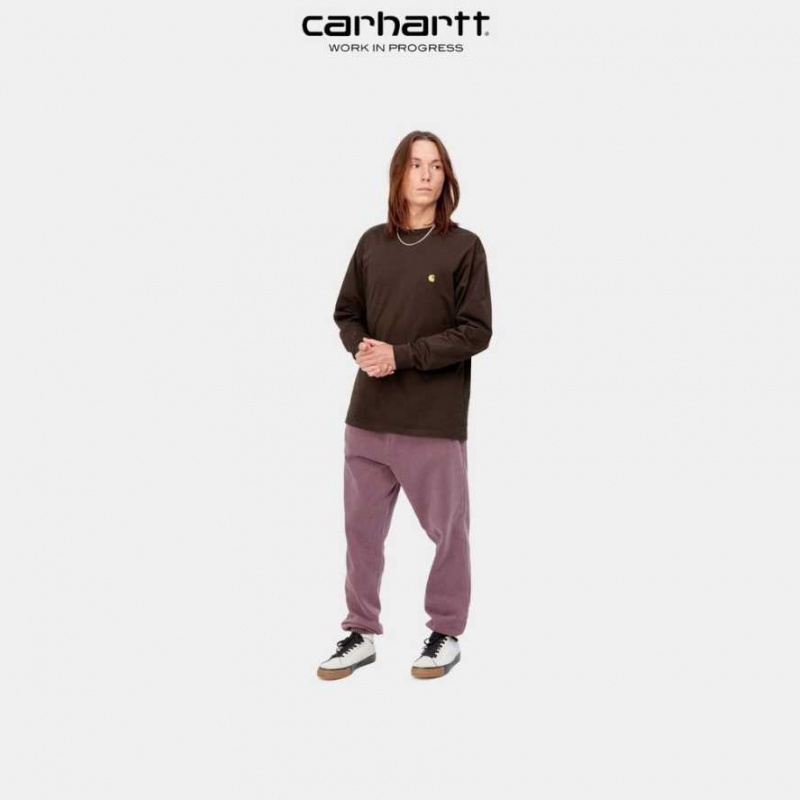 Carhartt Wip Chase Long Sleeve T-Shirt Dark Umber | TH0002143