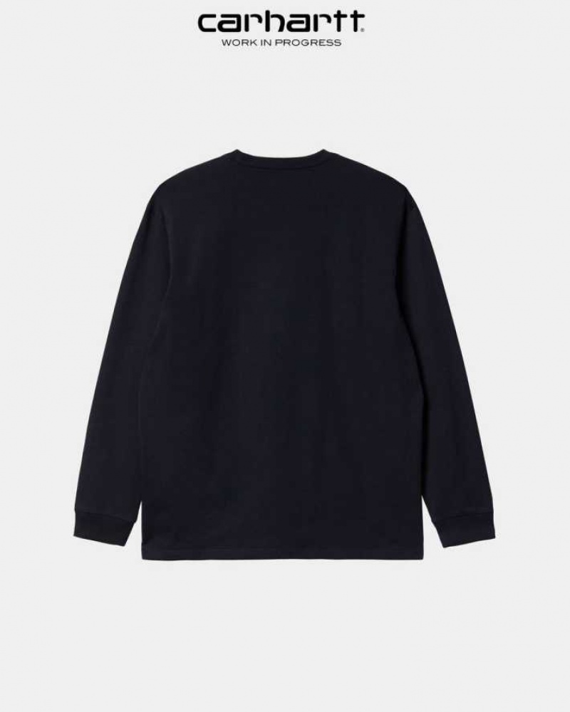 Carhartt Wip Chase Long Sleeve T-Shirt Dark Navy | TH0002147