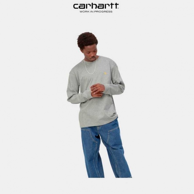 Carhartt Wip Chase Long Sleeve T-Shirt Grey Heather | TH0002141