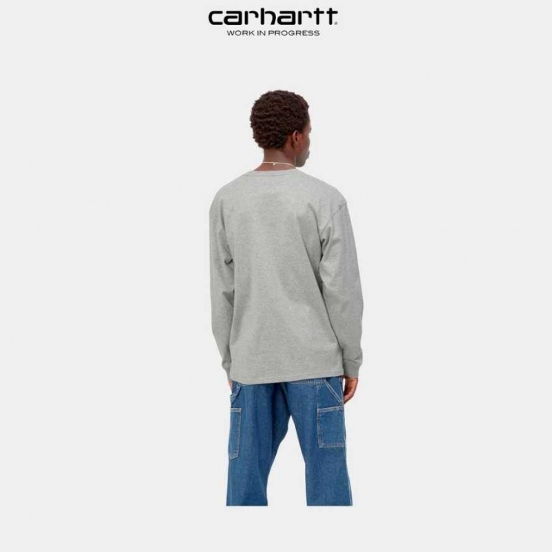 Carhartt Wip Chase Long Sleeve T-Shirt Grey Heather | TH0002141