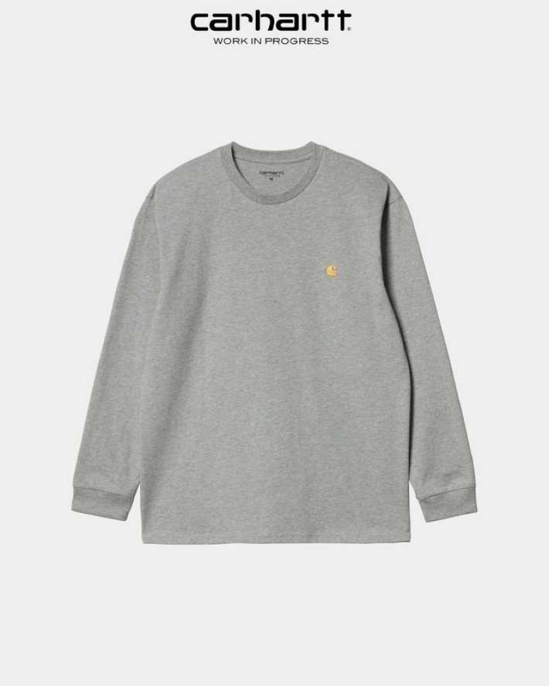 Carhartt Wip Chase Long Sleeve T-Shirt Grey Heather | TH0002141