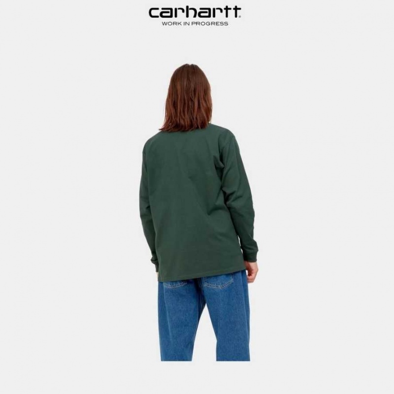 Carhartt Wip Chase Long Sleeve T-Shirt Juniper | TH0002142