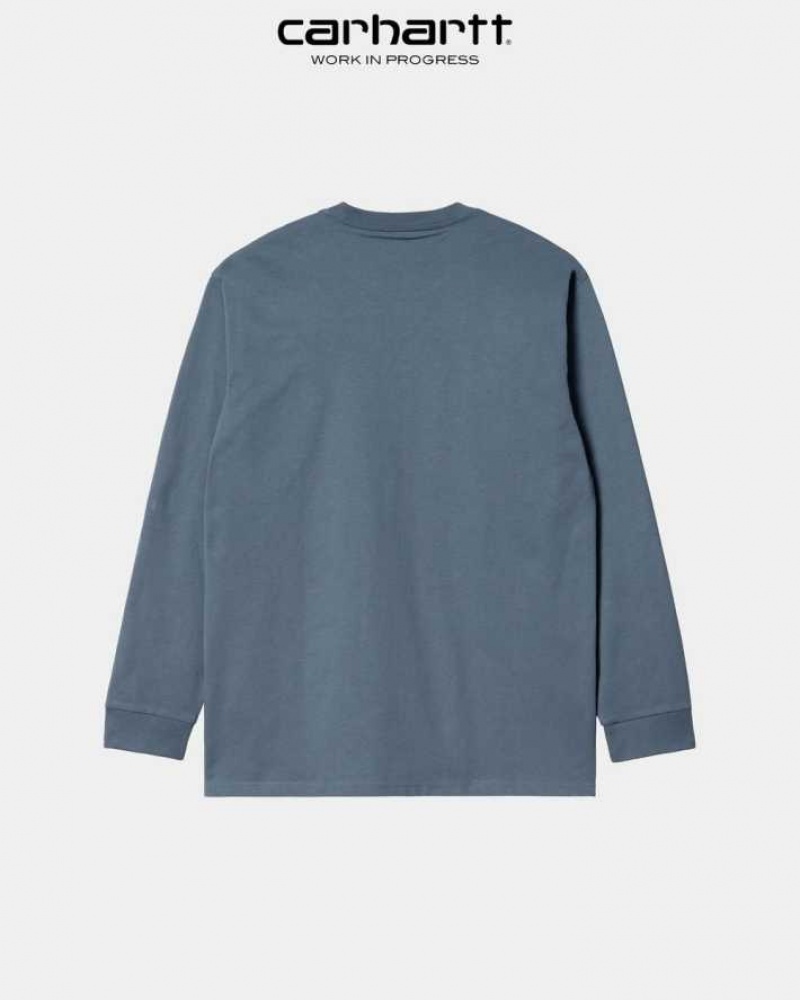 Carhartt Wip Chase Long Sleeve T-Shirt Storm Blue | TH0002148