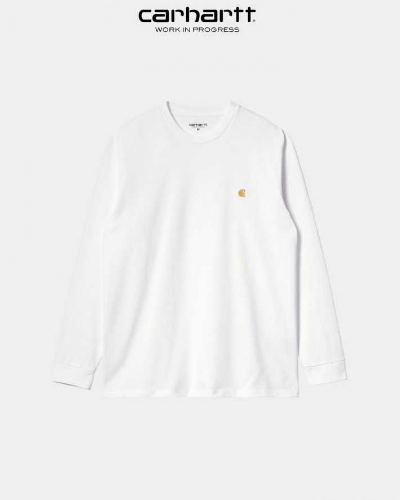 Carhartt Wip Chase Long Sleeve T-Shirt White | TH0002150