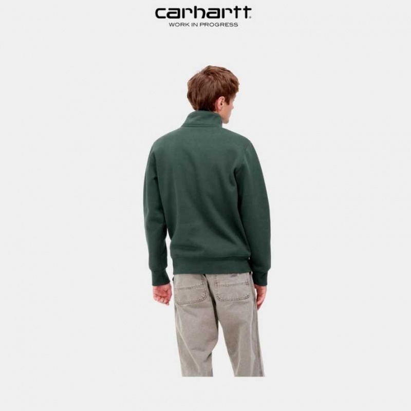 Carhartt Wip Chase Neck Zip Sweatshirt Juniper | TH0000262