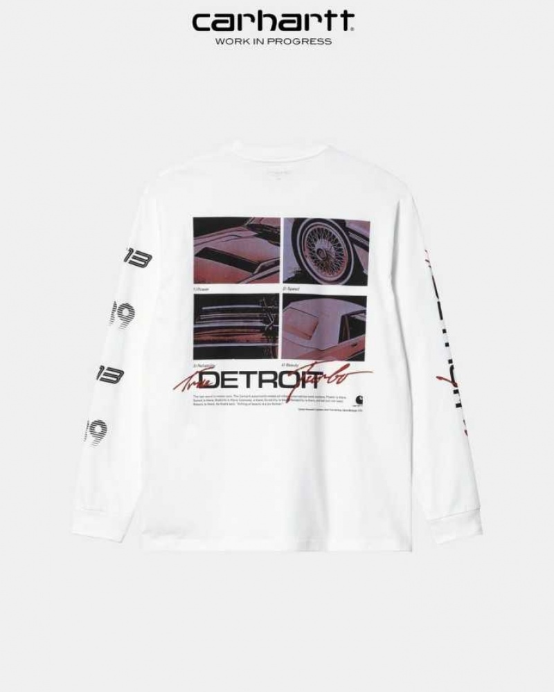 Carhartt Wip Detroit Turbo Long Sleeve T-Shirt White | TH0002173