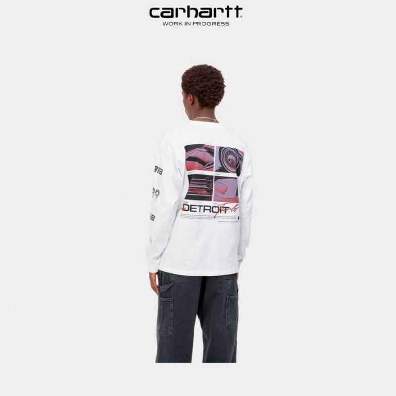 Carhartt Wip Detroit Turbo Long Sleeve T-Shirt White | TH0002173