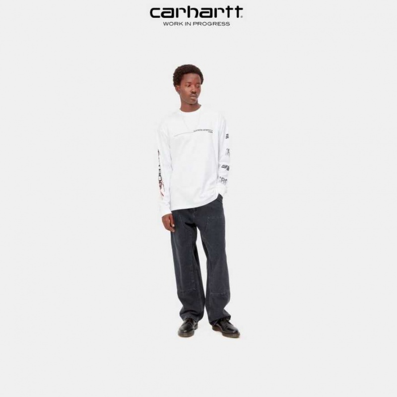 Carhartt Wip Detroit Turbo Long Sleeve T-Shirt White | TH0002173