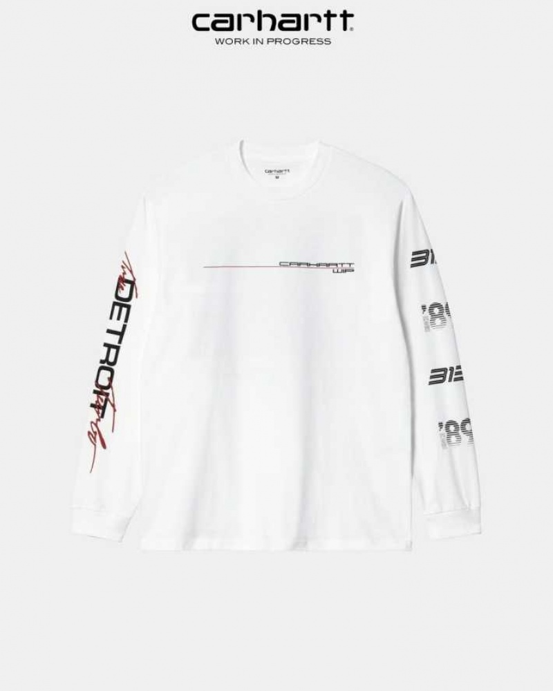 Carhartt Wip Detroit Turbo Long Sleeve T-Shirt White | TH0002173