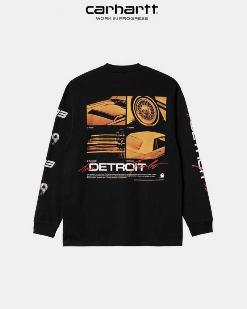 Carhartt Wip Detroit Turbo Long Sleeve T-Shirt Black | TH0002174