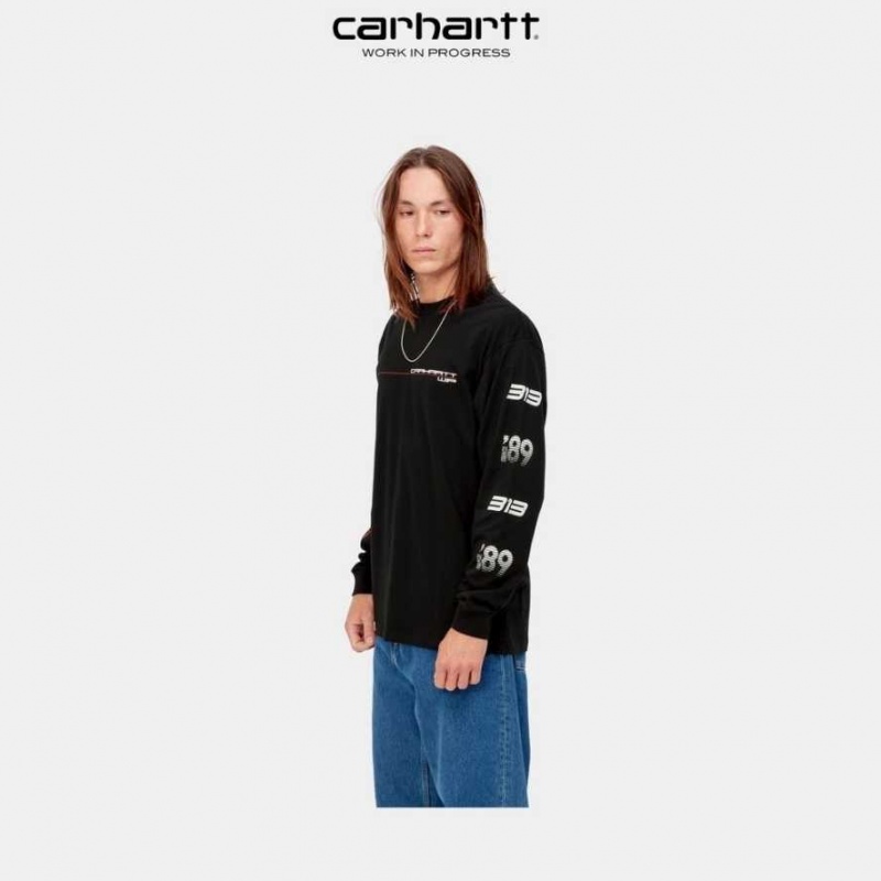 Carhartt Wip Detroit Turbo Long Sleeve T-Shirt Black | TH0002174