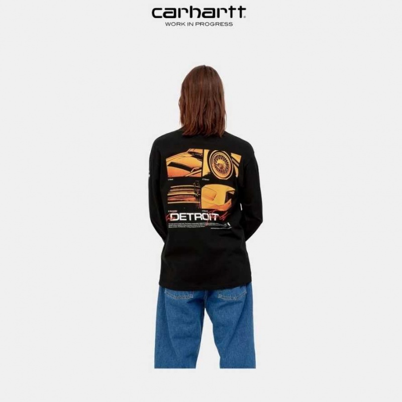 Carhartt Wip Detroit Turbo Long Sleeve T-Shirt Black | TH0002174