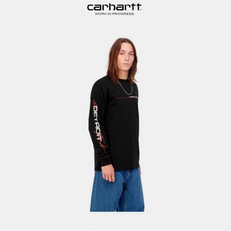 Carhartt Wip Detroit Turbo Long Sleeve T-Shirt Black | TH0002174