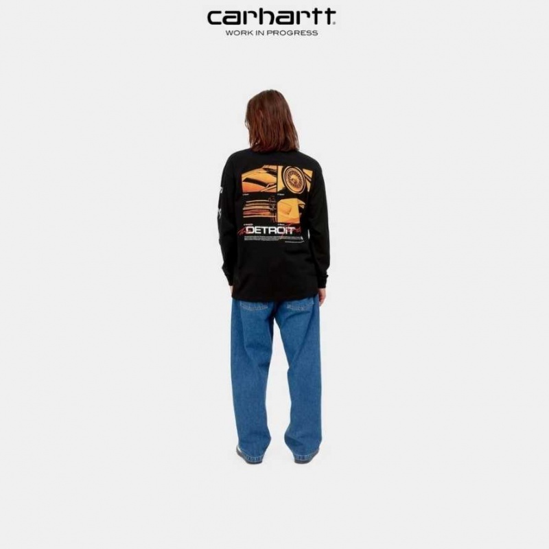 Carhartt Wip Detroit Turbo Long Sleeve T-Shirt Black | TH0002174