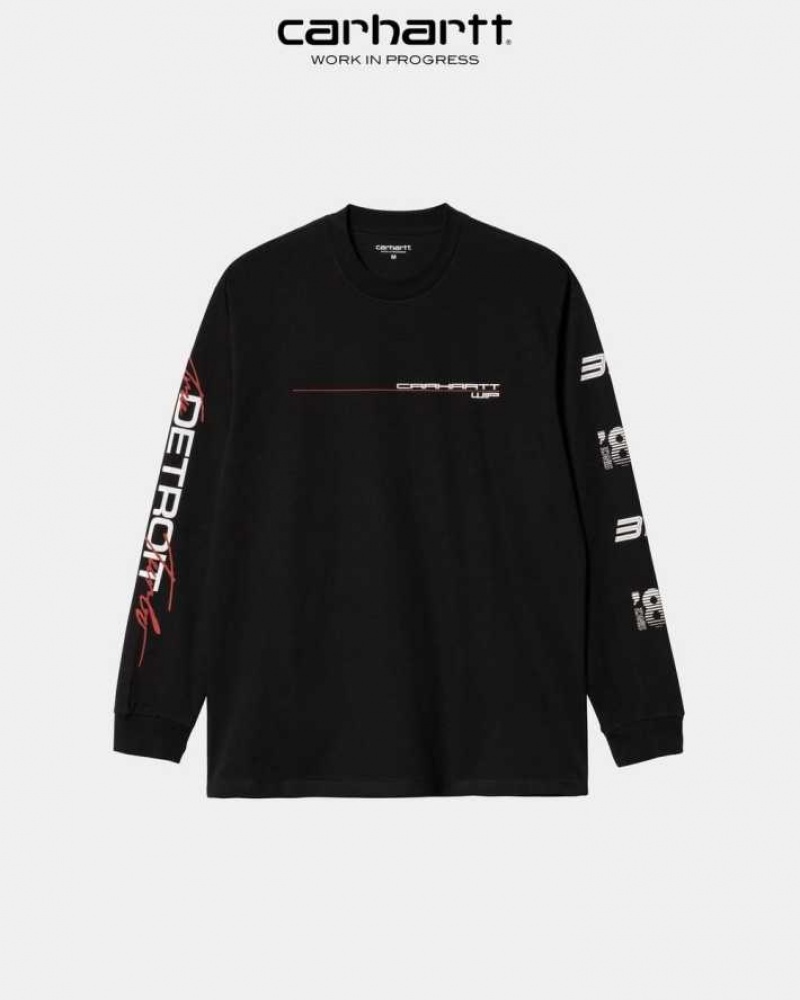 Carhartt Wip Detroit Turbo Long Sleeve T-Shirt Black | TH0002174