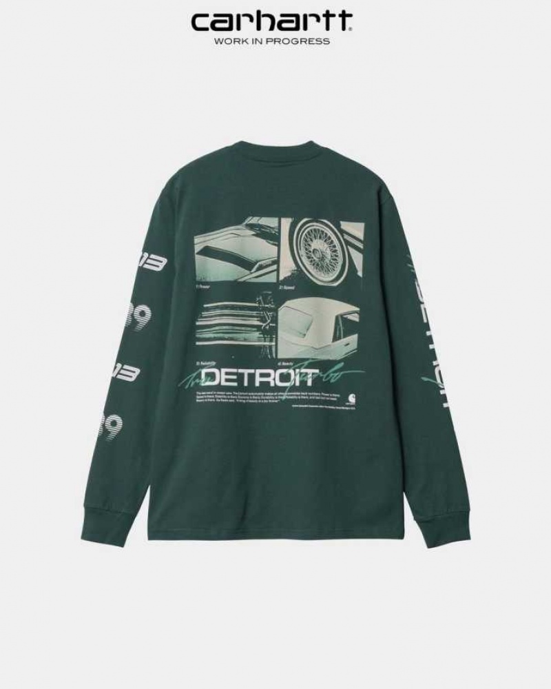 Carhartt Wip Detroit Turbo Long Sleeve T-Shirt Juniper | TH0002175