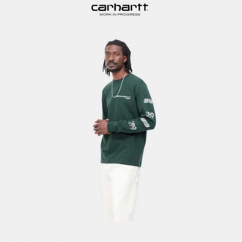 Carhartt Wip Detroit Turbo Long Sleeve T-Shirt Juniper | TH0002175