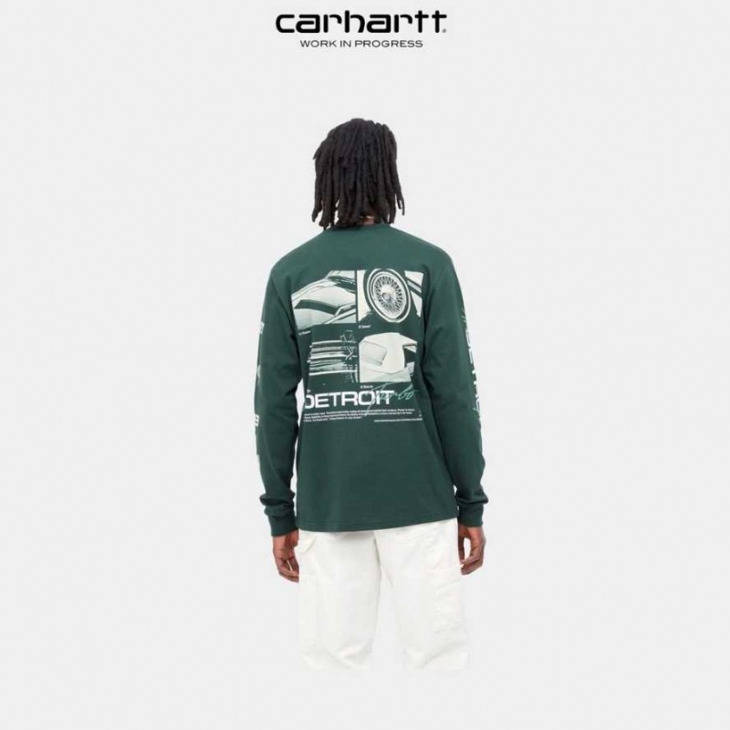 Carhartt Wip Detroit Turbo Long Sleeve T-Shirt Juniper | TH0002175