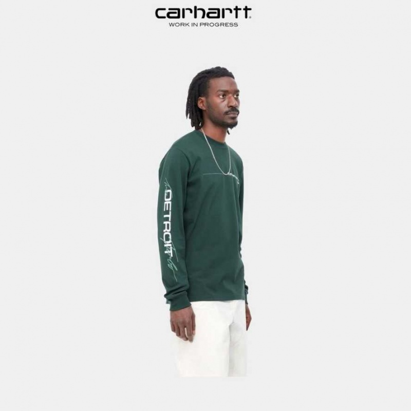 Carhartt Wip Detroit Turbo Long Sleeve T-Shirt Juniper | TH0002175